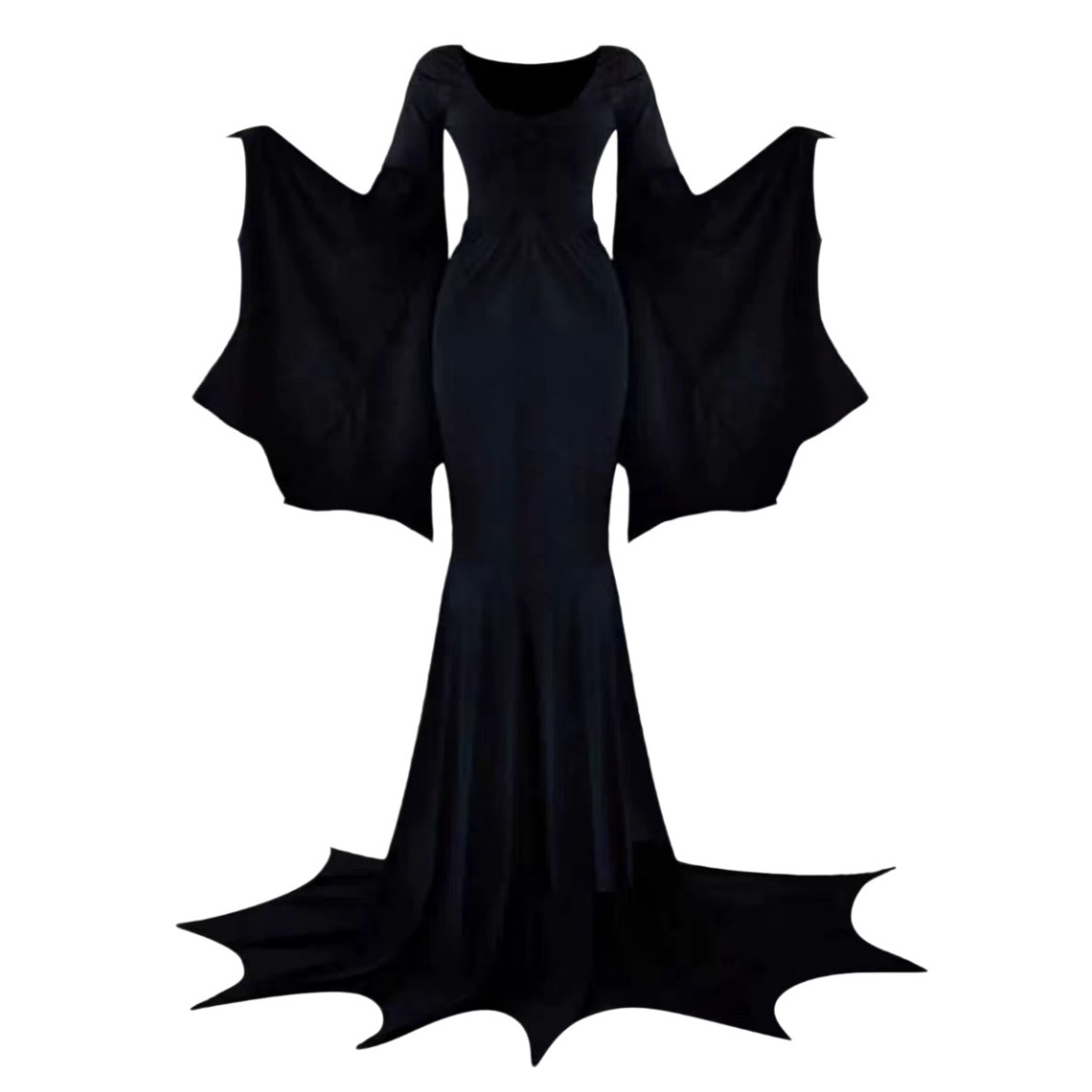 Womens Gothic Witch Costume Dress - Halloween Vampire Black Mermaid Dress
